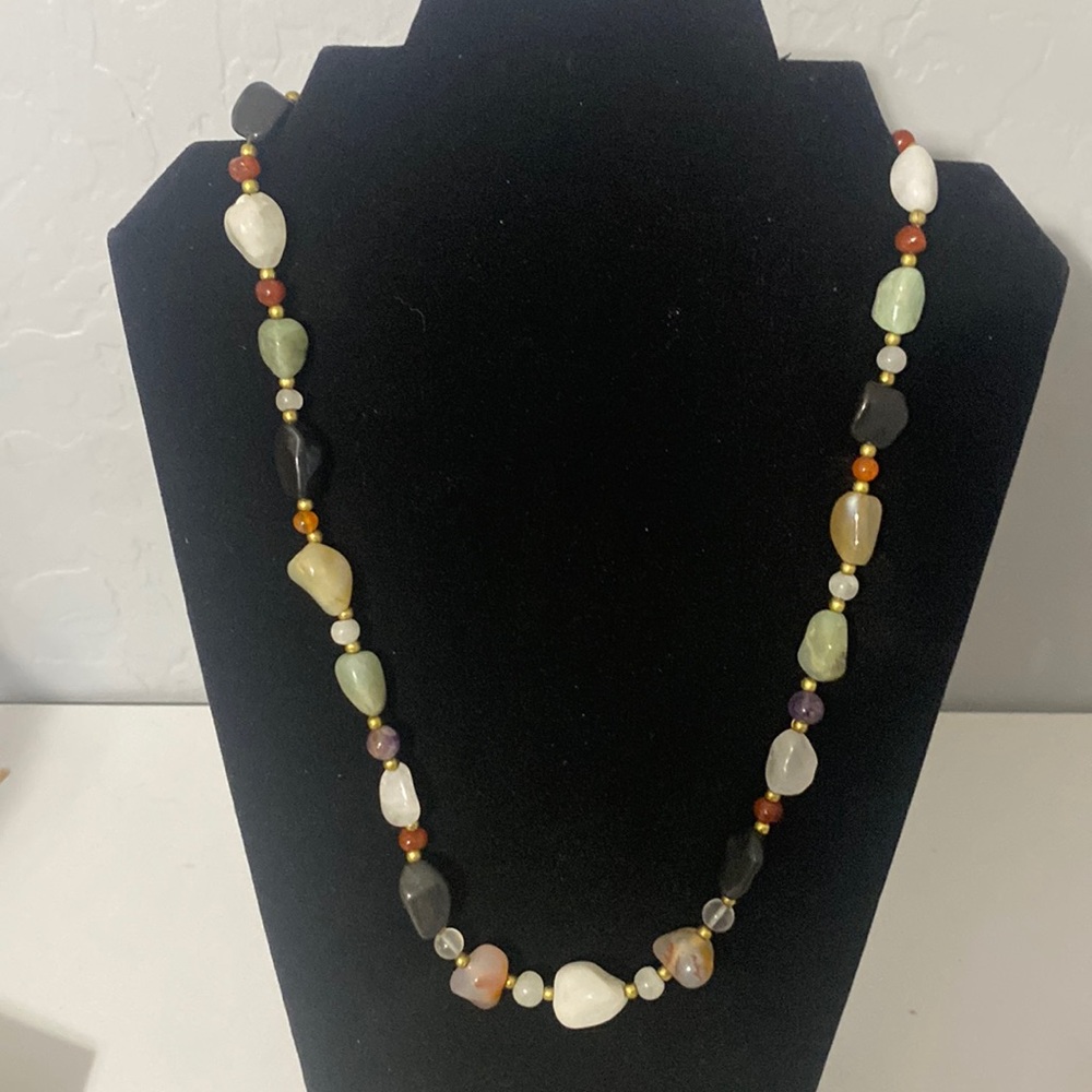Lovely polished stone necklace with secure clasp
